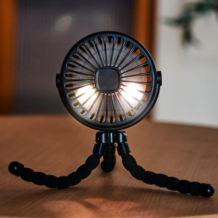 Mini Handheld Stroller Fan 360° Rotate, Octopus Tripod, Clamp-On Cooling