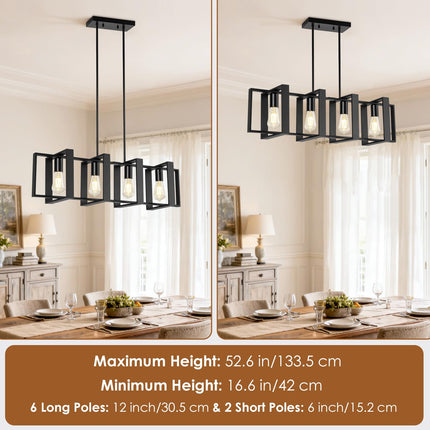 Maichixin 4 Lights Black Linear Kitchen Island Light Fixtures, BLACK