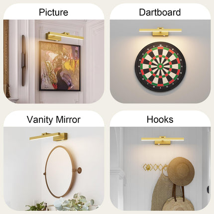 Coinmit Gold Battery Operated Wireless Dimmable 16" Gold Rechargeable Wall Light for Dartboard Artwork Picture Frame