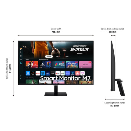 SAMSUNG 32-Inch M7 Series 4K UHD Smart Monitor LS32DM702UNXGO -K