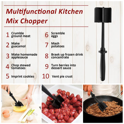 Beprezco Meat Chopper 5 Curve Blades Ground Beef Masher, Heat Resistant Meat Masher Tool for Hamburger Meat, Ground Beef, Turkey, Nylon Hamburger Chopper Utensil