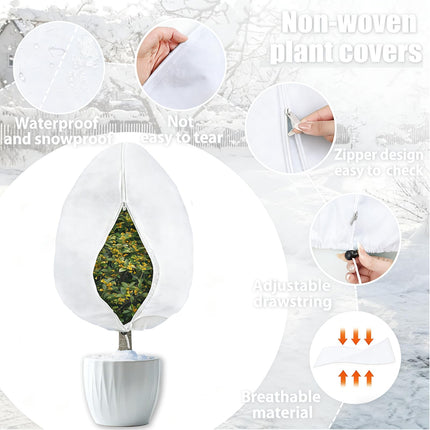 Gansita 2 Packs 80x120cm Plant Covers Tree Freeze Protection Bags Large Frost Cloth Bag Protectors with Zipper Drawstring Reusable Plant Fleece Frost Freezing Cloth Outdoor Blankets for Outdoor Tree Plants