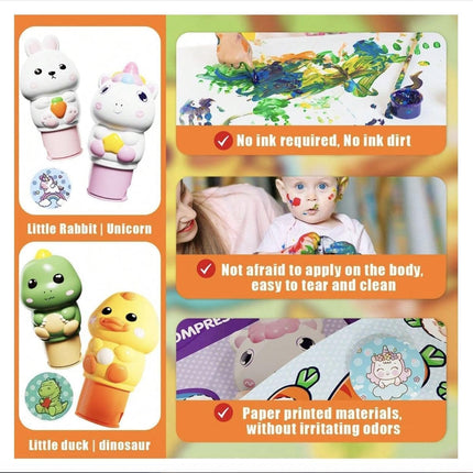 Jashgop Kids Sticker Stamp Activity Kit | Magical Sticker Stamper Book with 100+ Reusable Stickers | Creative Arts & Crafts Travel Toy for Toddlers, Girls & Boys.(Pack of 1, Multi Design)