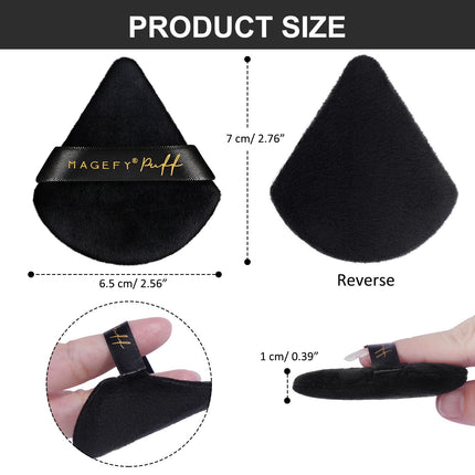 MAGEFY 6 Pieces Makeup Triangle Soft Powder Puffs for Face Cosmetic Foundation Beauty Tool, Black