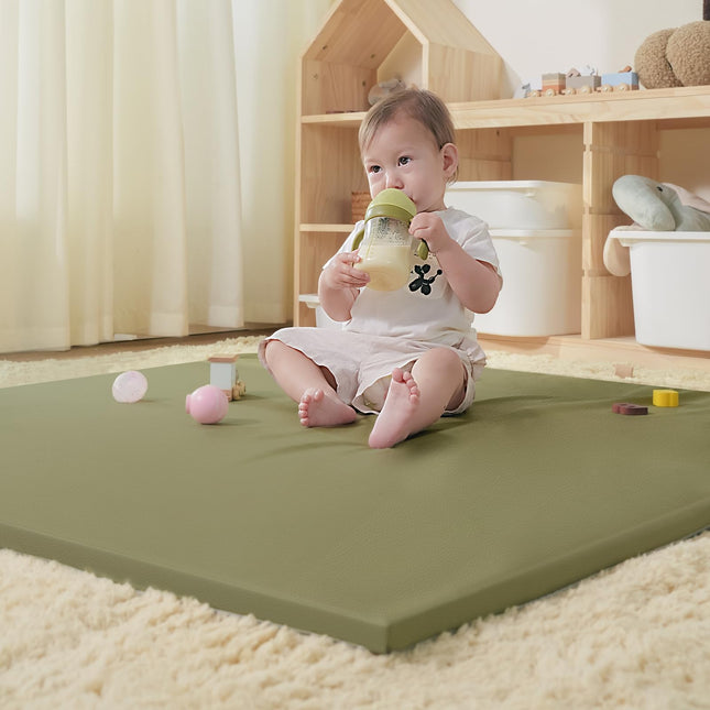 Joypony Leather Baby Play Mat 47×47×1.2 IN Foldable Play Mat Thick Memory Foam | Waterproof Baby Play Mat, Non-Slip & Safe for Newborns