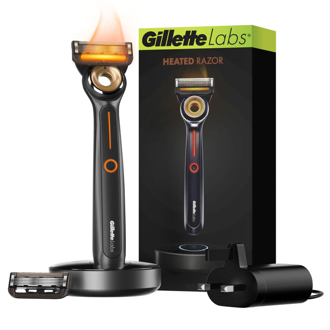 Gillette Heated Razor for Men, Starter Shave Kit by GilletteLabs, 1 Handle, 1 Razor Blade, 1 Charging Dock