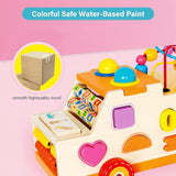 6-1 Wooden Pounding Toy Bead Maze Shape Matching Car Toys with Knocking Table and Arithmetic Montessori Early Education Toys T128