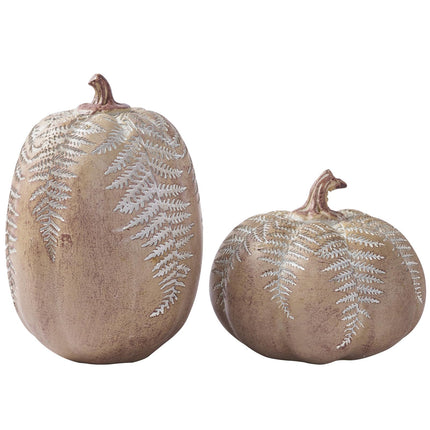 DN DECONATION Thanksgiving Pumpkin Decorations for Home, Artificial Pumpkins Fall Table Centerpiece, 2-Pack Fake Pumpkins for Decorating, Rustic Brown Resin Pumpkin Neutral Farmhouse Fall Decor