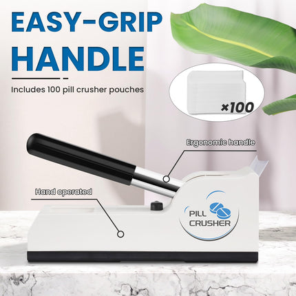 Blosail Pill Crusher, Crushes Pills to Fine Powder with 100 Pouches