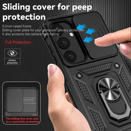 SAMSUNG S23 FE Military Grade All-in-One ring Stand Card Case, BLACK