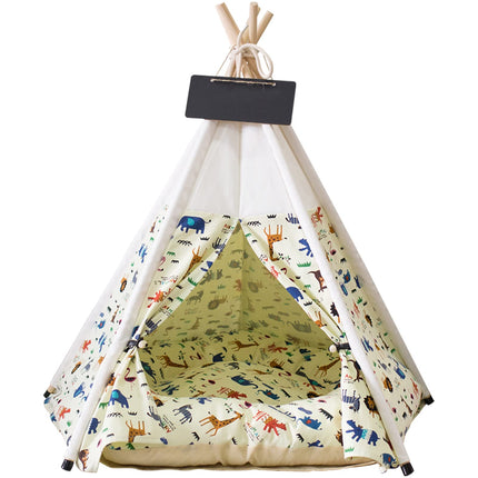 Pet Teepee Tent with Thick Cushion for Dogs Cats Portable Dog(Puppies) House Pet Tent Indoor Outdoor