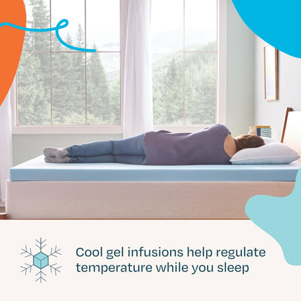 Linenspa 3 Inch Memory Foam Gel Infused Queen Mattress Topper, CertiPUR-US Certified