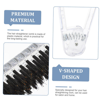 Hair Straightener Comb V Shaped Abs Clamp Brush for Women, CLEAR