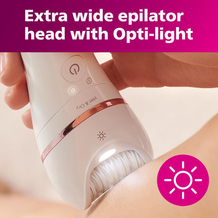 New Open Philips Epilator Series 8000 Wet & Dry Electric Hair Removal Epilator, Cordless Use, BRE720/14