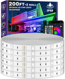 AILBTON 200FT/60M Outdoor LED Strip Light Waterproof,IP68 Outside LED Light Strip Waterproof with App Remote Control,Music Sync RGB Exterior LED Rope Light for Balcony,Deck,Rooftop,Garden