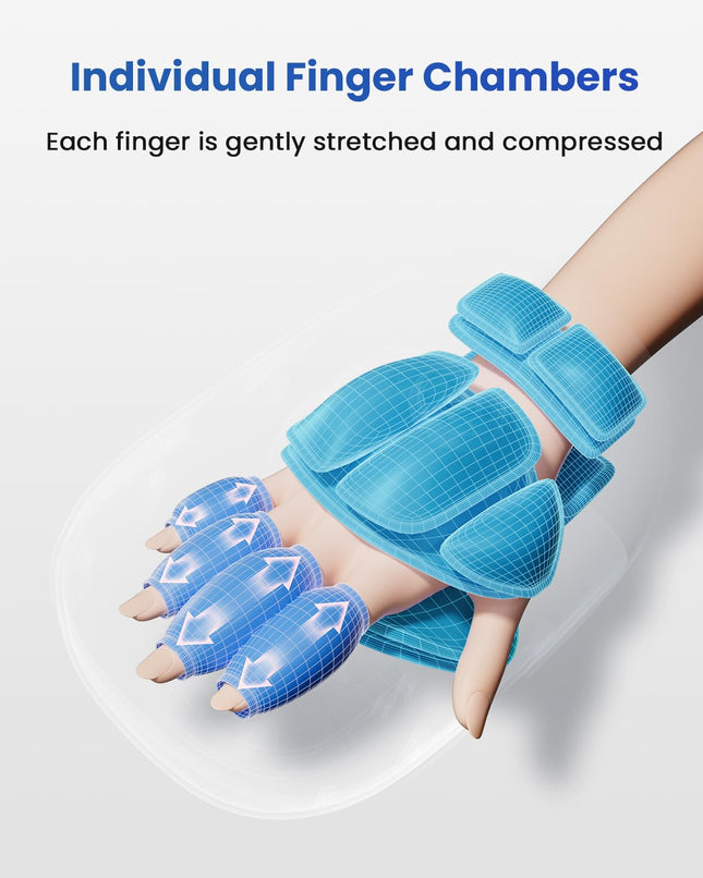 PUBOO Heated Hand Relaxer with Airbag Support, Full Hand & Wrist Coverage, Finger Comfort Chambers, LED Display, 4 Modes, 5 Intensities, 3 heating for Daily Relaxation, Mothers Day Gifts for Women Girls