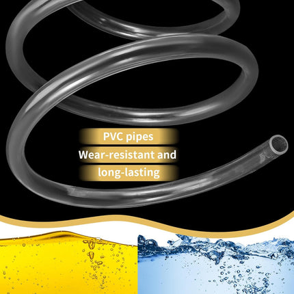 Guiqulai Siphon Pump Kit of 7 Pcs, Fuel Transfer Pump for Gasoline Gas Fluid Fuel Fish Tank, Manual Hand Pump with 2 M Siphon Hose Airbag, Stop Valve, Hose Fastener