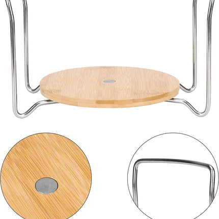 E-ROOM TREND Dish Holder SS304 2 Pack Large Round Size for 9" to 13" Plates Organizer Upgrade Thicken Bamboo Adjustable Size Easy Carried Handles Storage Rack for RV Cabinets Shelf Countertop (PH202R)