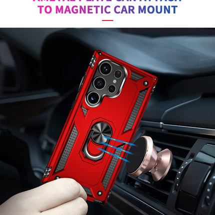 CQUIK Shockproof Phone Case for Samsung Galaxy S24 Ultra Case with Ring Stand Magnetic Kickstand