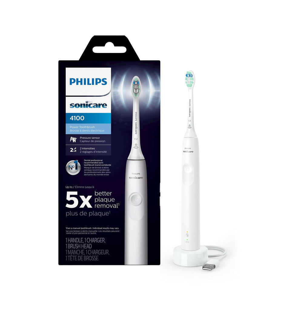 Philips Sonicare 4100 Power Toothbrush, Rechargeable Electric Toothbrush with Pressure Sensor, White HX3681/23