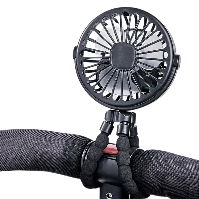 Mini Handheld Stroller Fan 360° Rotate, Octopus Tripod, Clamp-On Cooling