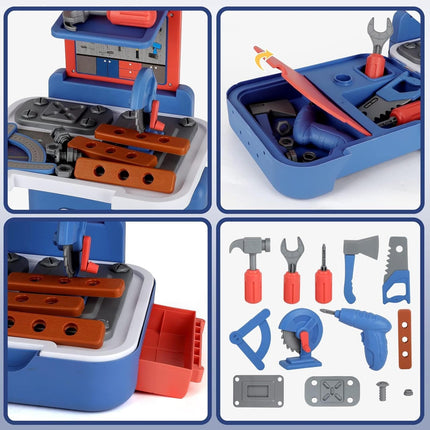 Kids Tool Set, 3 in 1 Kids Tool Bench Set Toddler Toolbox Pretend Play Construction Toys Drill Saw Repair Accessories for Kids t3