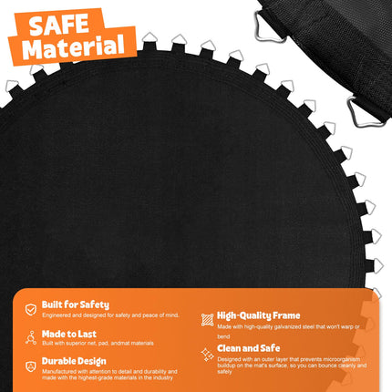 F FINEC Trampoline Mat Fits 12 Feet Frame, Not 12ft Diameter Mat, Trampoline mat 12ft with 72 Rings, UV Sun Protective 12ft Trampoline Replacement Mat w/Pull Hook