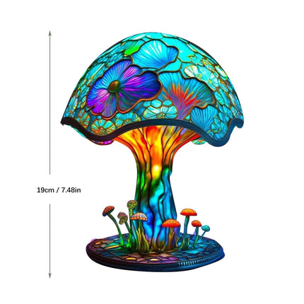 Rehumsem Painting Stained Night Mushroom Decorative Bedside Table Lamp