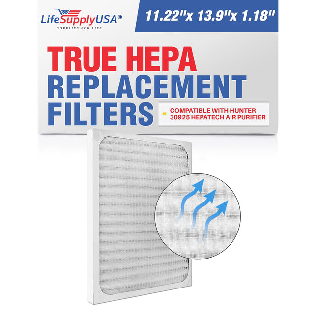 LIFESUPPLY USA ER498 1-PACK HEPA Filter Replacement 30925 Compatible with Hunter HEPAtech Air Purifiers