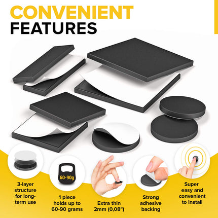 Hyper-Sticky Magnets with Adhesive Backing - 95pcs
