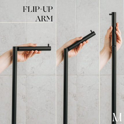 Marmolux Acc 1PC Free StandingToilet Paper Holder Stand with Reserve, Matte Black Salle De Bain