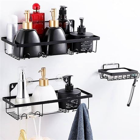 2 PACK Adhesive Bathroom Shower Caddy with Soap Holder
