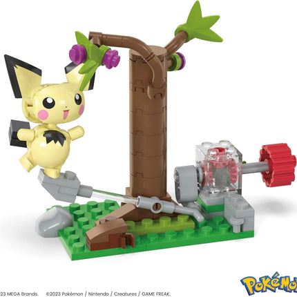 MEGA Pokémon Action Figure Building Toys Set, Pichu's Forest Forage with 84 Pieces, Motion and 1 Poseable and Buildable Character