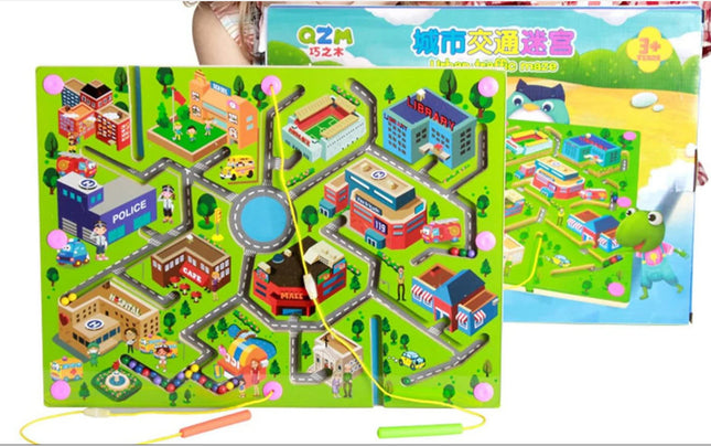 Kids Magnetic Maze Puzzle - City Traffic Learning Toy