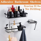 3-PACK Adhesive Bathroom Shower Caddy with Soap Holder