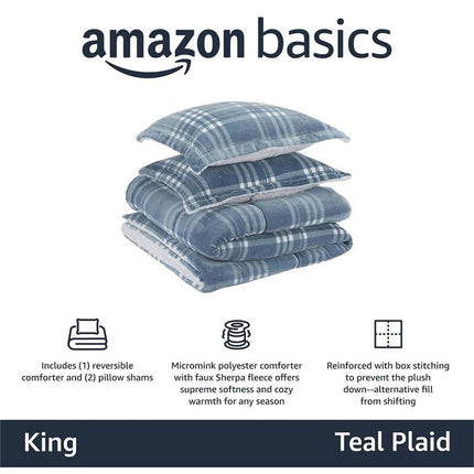AMAZONBASICS 3PC COMFORTER BED SET KING