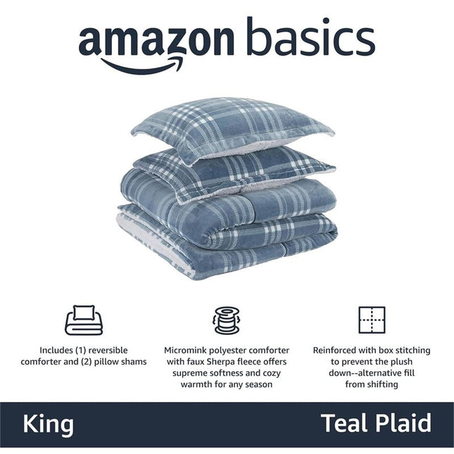 AMAZONBASICS 3PC COMFORTER BED SET KING