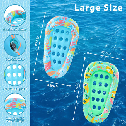 LUSARRYWILL 4 Pack Pool Floaties for Adults, 72"X42", XL Size, Multi-Purpose Inflatable Pool Toys for Pool Party, Beach, Lake, River, Sea, Outdoor
