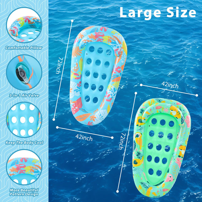 LUSARRYWILL 4 Pack Pool Floaties for Adults, 72"X42", XL Size, Multi-Purpose Inflatable Pool Toys for Pool Party, Beach, Lake, River, Sea, Outdoor