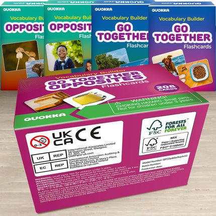 QUOKKA 208 Vocabulary Flash Cards Go Together and Opposites Matching Card Game
