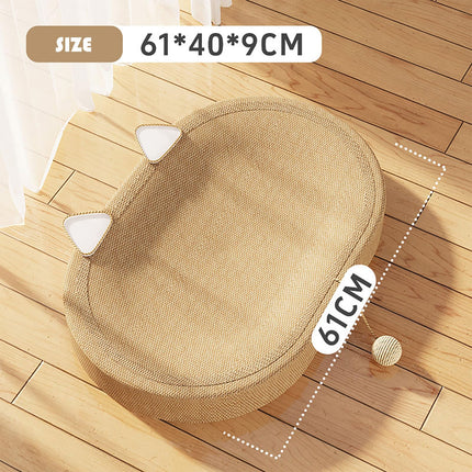 BEFYUS Cardboard Cat Scratcher Mat - 24 Inch 2 in 1 Oval Cat Scratching Pad Cat Toys with Ball Toy for Indoor Cats,Board Nest Suitable Cats to Rest and Grind Claws (with Ear)