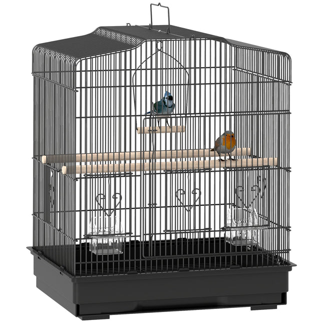 (New Open Box) PawHut 23" Large Bird Cage with Accessories, Handle, Black