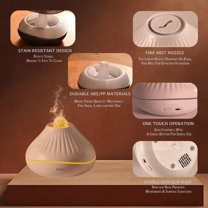 HIIZO A18 Aroma Ultrasonic Essential Oil Diffuser with LED Flame Light,  Crackle Colour