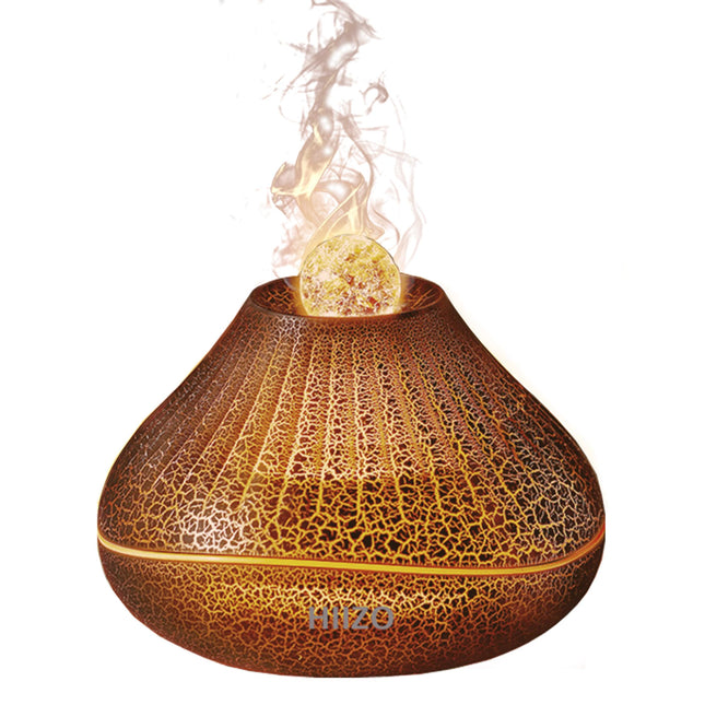 HIIZO A18 Aroma Ultrasonic Essential Oil Diffuser with LED Flame Light,  Crackle Colour