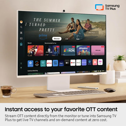 Samsung 32 Inch M8 White UHD Smart Monitor w/ 4k AI upscaling,(LS32DM801UNXZA) -KM4