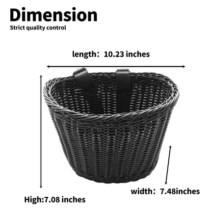 SCGFPOE Handwoven Plastic Waterproof Front Bike Basket for Adults & Kids, Fits Most Bikes (Beach Cruiser, Mountain Bike, Scooter)