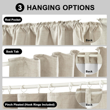 LumiLoom 100% Blackout Curtains 120 Inch Length 2 Panel Set, Heavy Duty Flax Linen Curtains for Living Room, Thermal Insulated Drapes for Bedroom, W52" x L120", Ivory