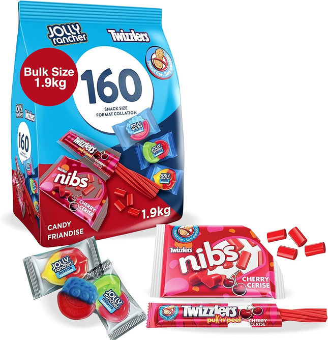 Twizzlers & Jolly Rancher Misfit Gummies, 160ct (1.9kg) – Assorted Individually Wrapped Candy