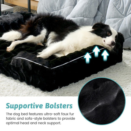 COZY KISS Soft Orthopedic Dog Bed for Extra Large Dogs, XXL Pet Sofa, BLACK