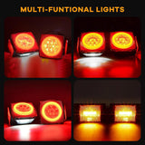 RVXHUA LED Submersible Trailer Tail Lights Kit, 12V LED Utility Boat Lighting with Halo Glow
